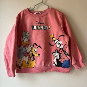 H&M Disney Friends Sweatshirt Pink Girls 4-6Y Daisy Pluto Goofy Graphic Pullover